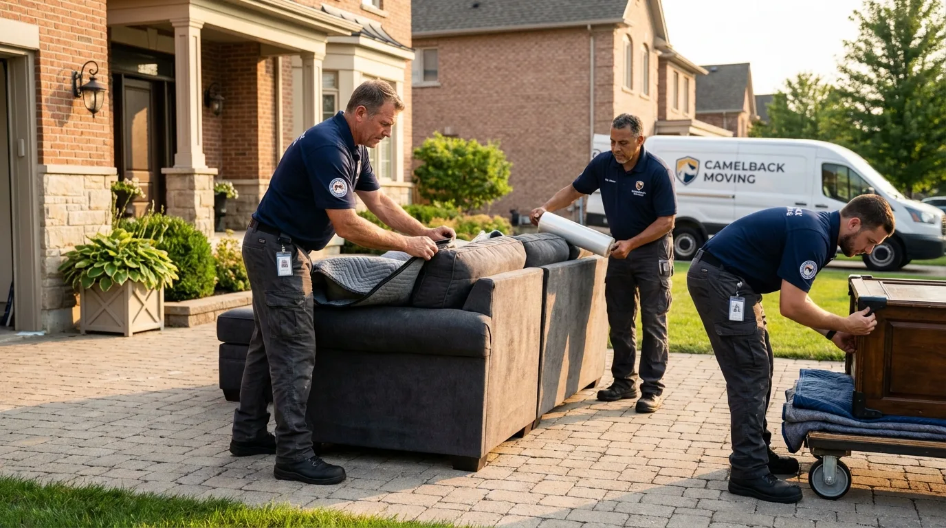 Large estate moving crew wrapping furniture in Westmorland, CA